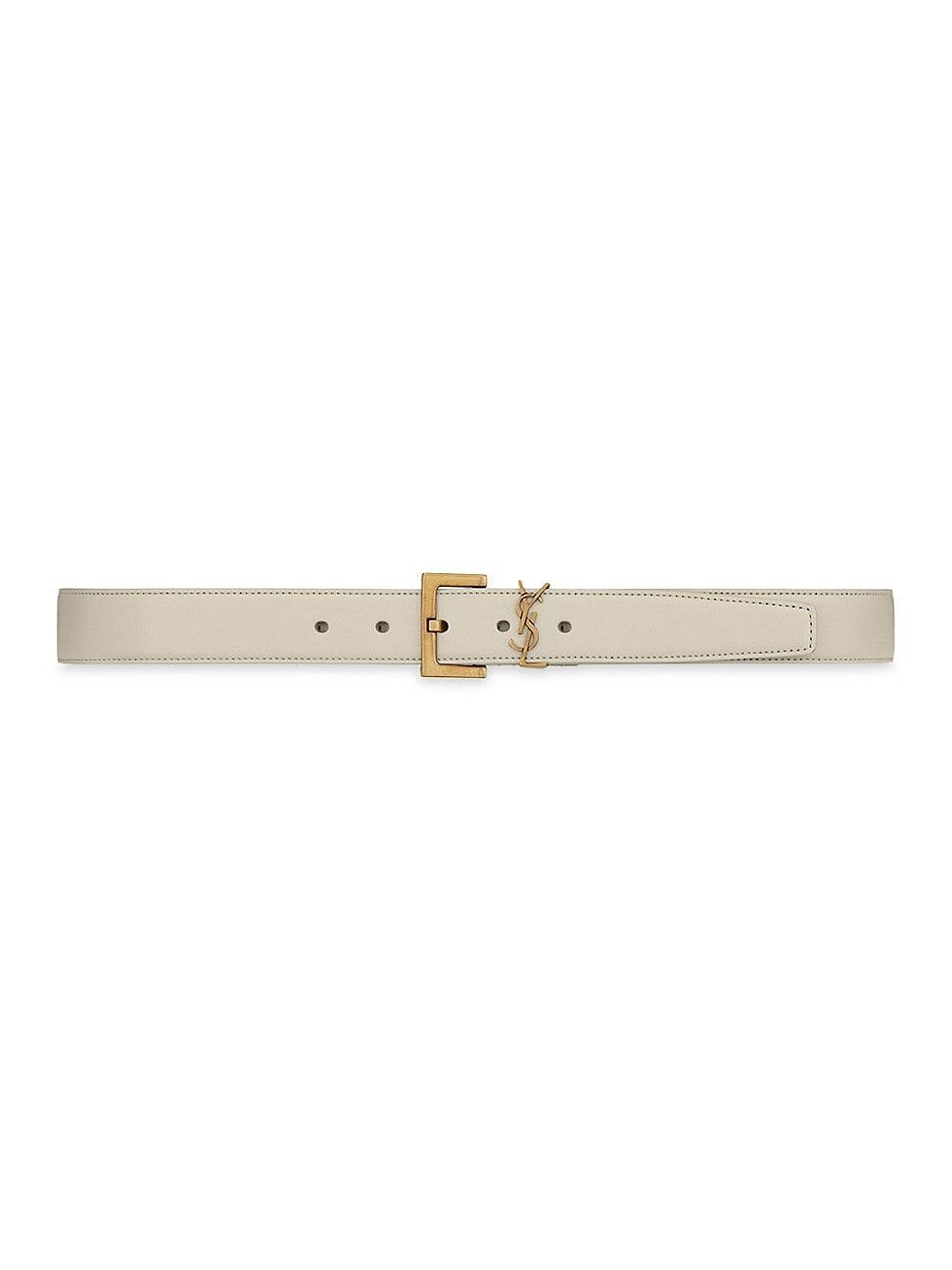 Womens Cassandre Belt with Square Buckle in Grained Leather Product Image