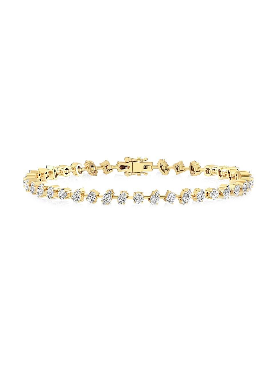 Womens 14K Yellow Gold & Multi-Cut 3.60 TCW Diamond Station Bracelet Product Image