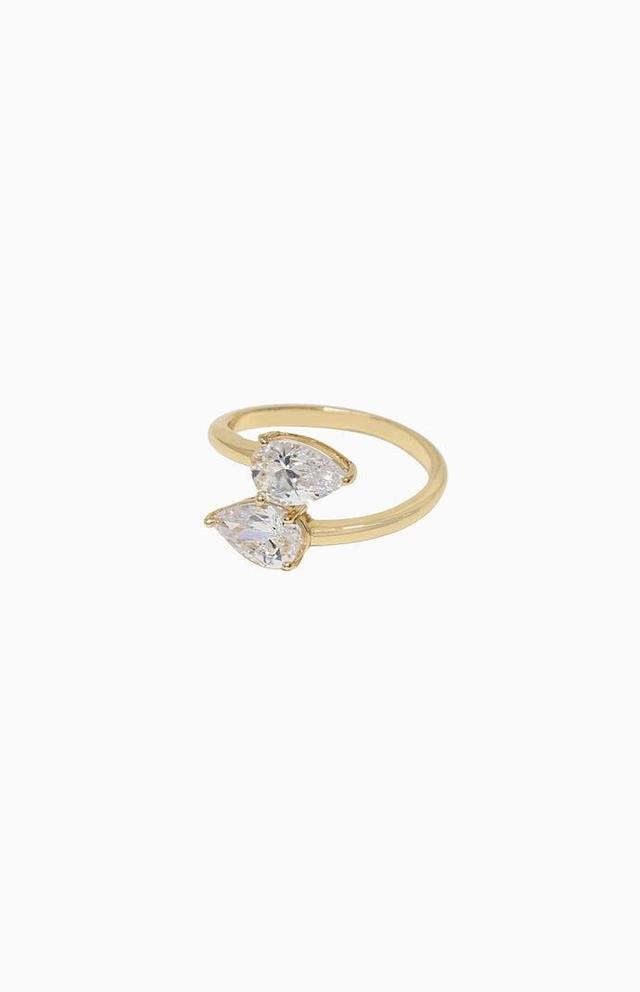 Ettika Womens Crystal Teardrop Gold Wrap Ring Product Image