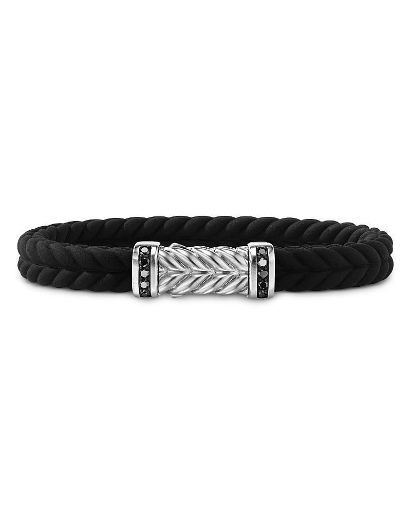 Mens Chevron Black Rubber Bracelet with Pav Black Diamonds Product Image