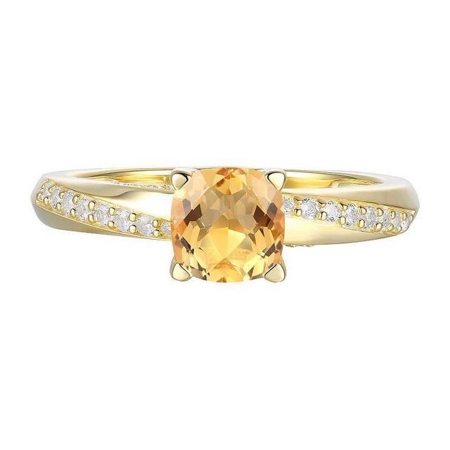 14k Gold Over Silver Citrine & Lab-Created White Sapphire Ring, Womens Yellow Product Image