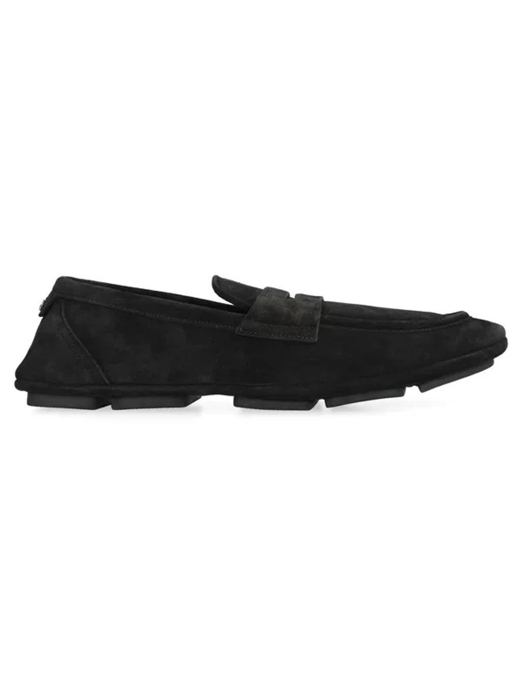 Suede Blue Loafer In Black Product Image