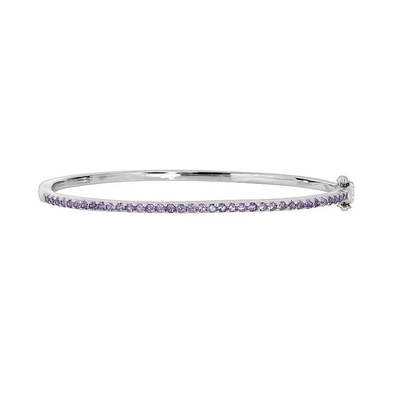 Oro Leoni Sterling Silver Amethyst Bangle Bracelet, Womens, Purple Product Image