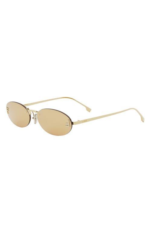 FENDI Embellished Ff Oval Metal Sunglasses In Oro Product Image