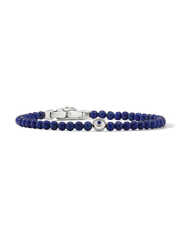 Mens Spiritual Beads Evil Eye Bracelet in Sterling Silver Product Image