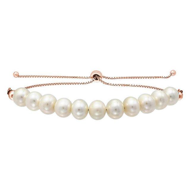 Aleure Precioso Gold Over Sterling Silver Cultured Pearl Frontal Adjustable Bracelet, Womens White Product Image