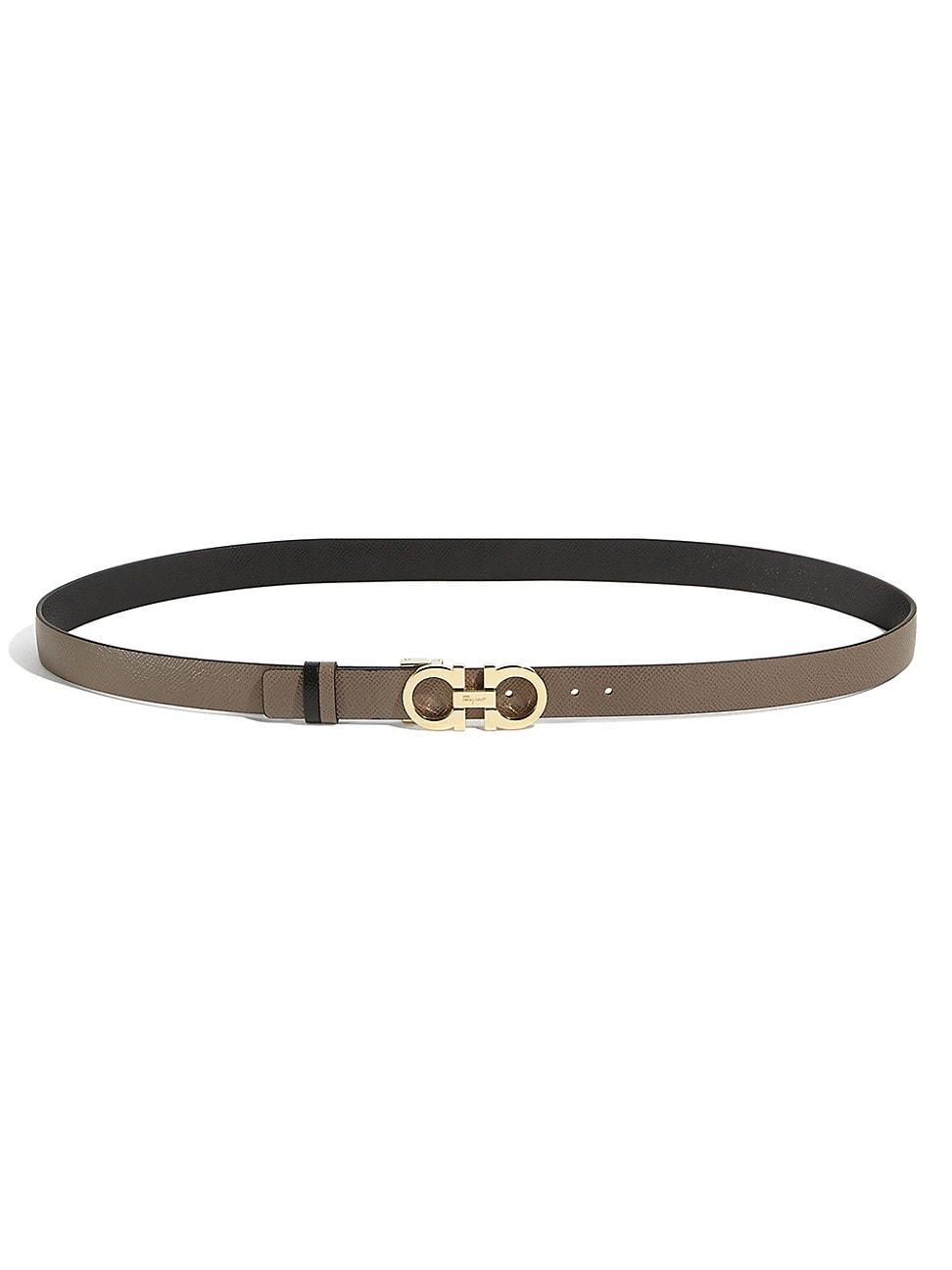 FERRAGAMO Double Gancio Reversible Leather Belt Product Image