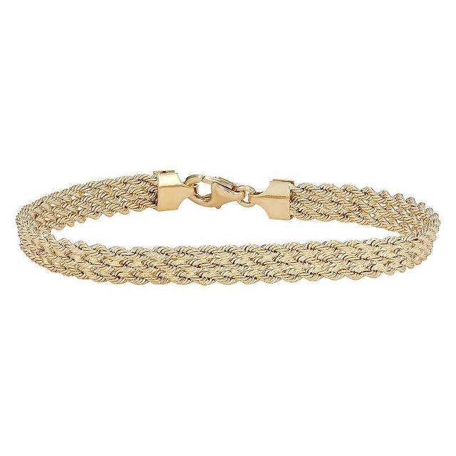 14k Gold Triple Row Rope Bracelet, Womens Product Image