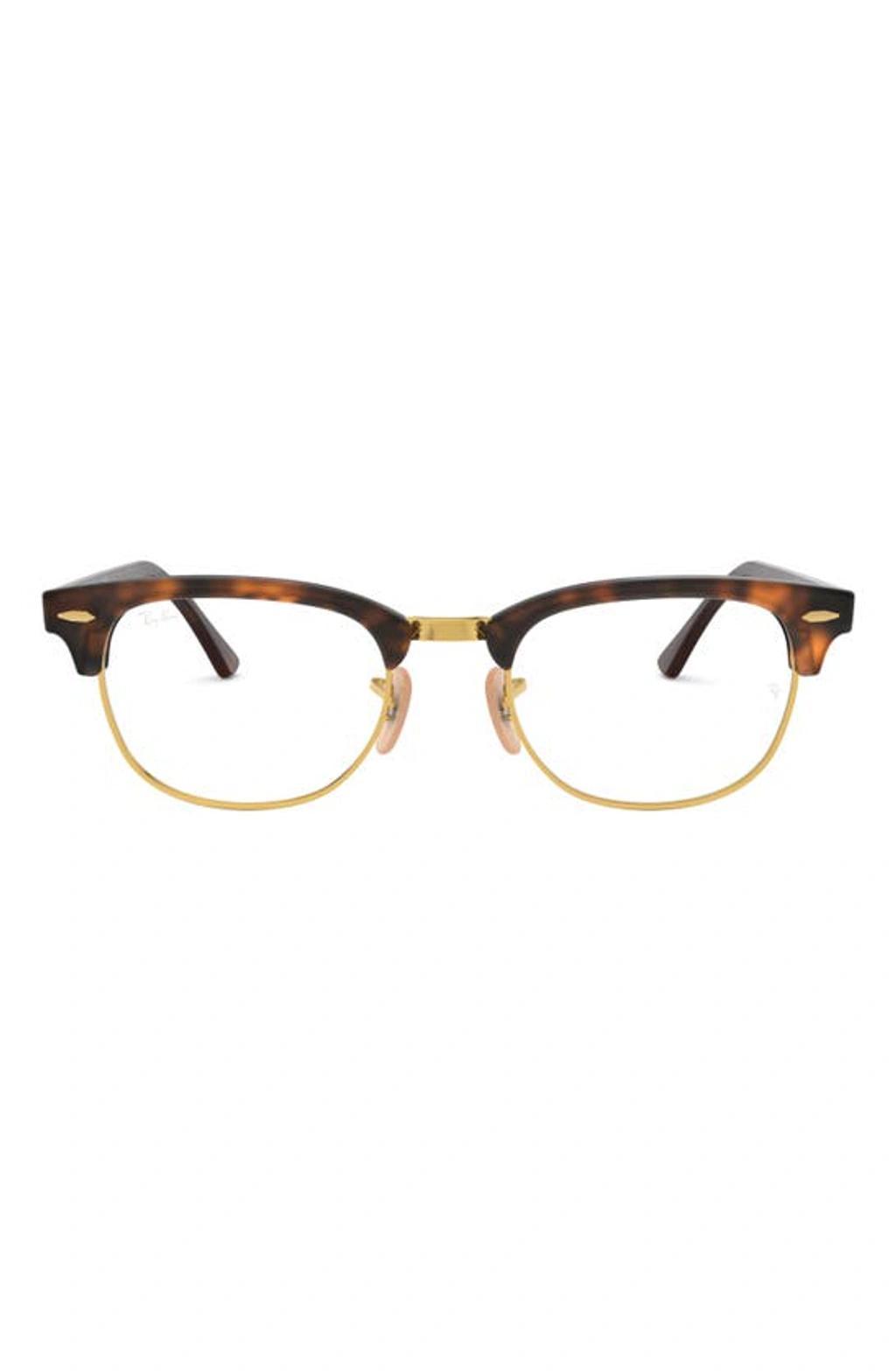 RAY BAN 53mm Square Clubmaster Optical Glasses In Red Havana Product Image