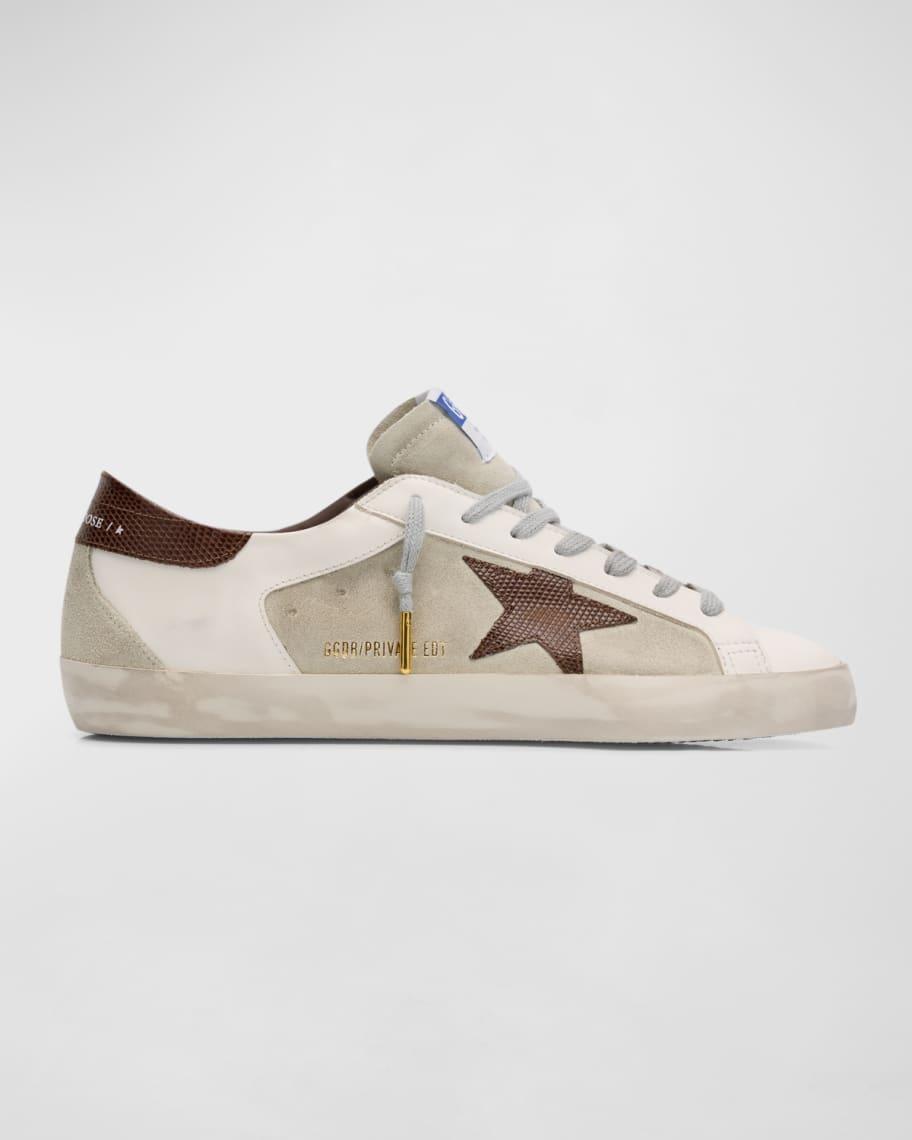 Men's Super-Star Leather Low-Top Sneakers with Lizard-Effect Product Image