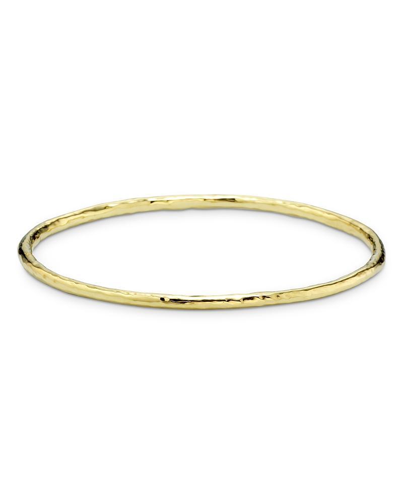 Womens Classico Thin 18K Yellow Gold Hammered Bangle Bracelet - Gold - Gold Product Image