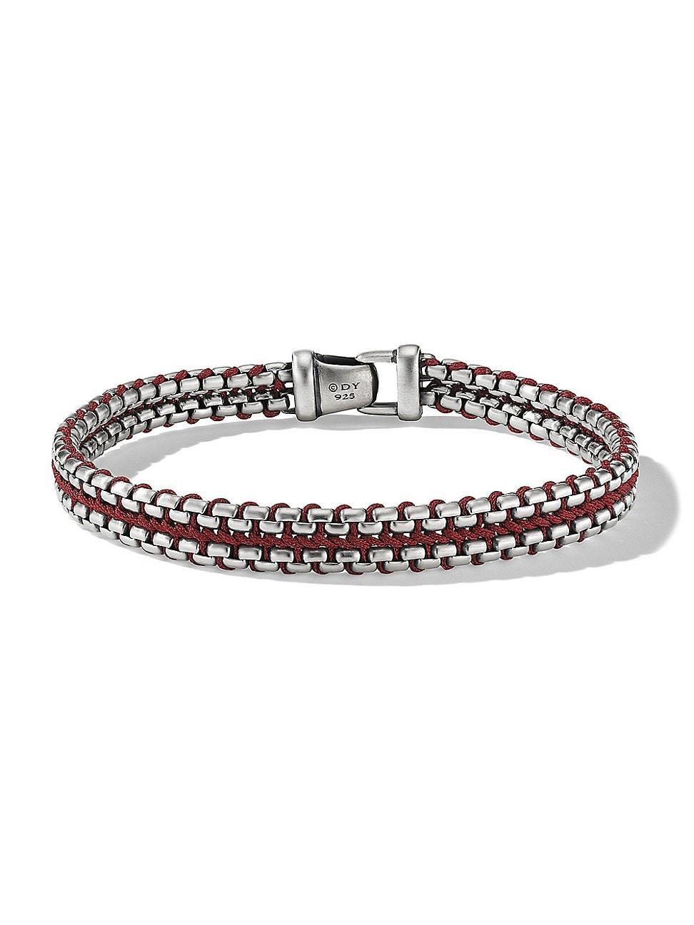 Mens Woven Box Chain Bracelet in Sterling Silver Product Image