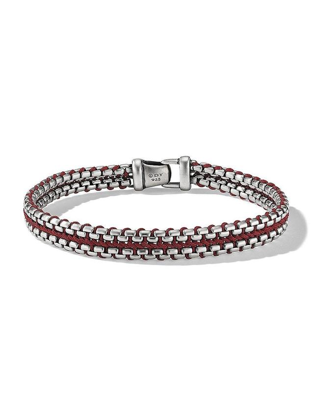 Men's Woven Box Chain Bracelet in Sterling Silver with Nylon, 10mm, 5.5"L Product Image