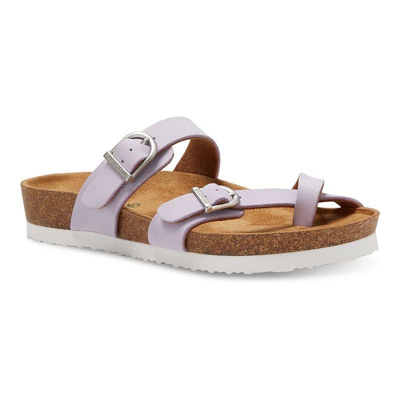 Eastland Tiogo Womens Leather Slide Sandals Brown Product Image