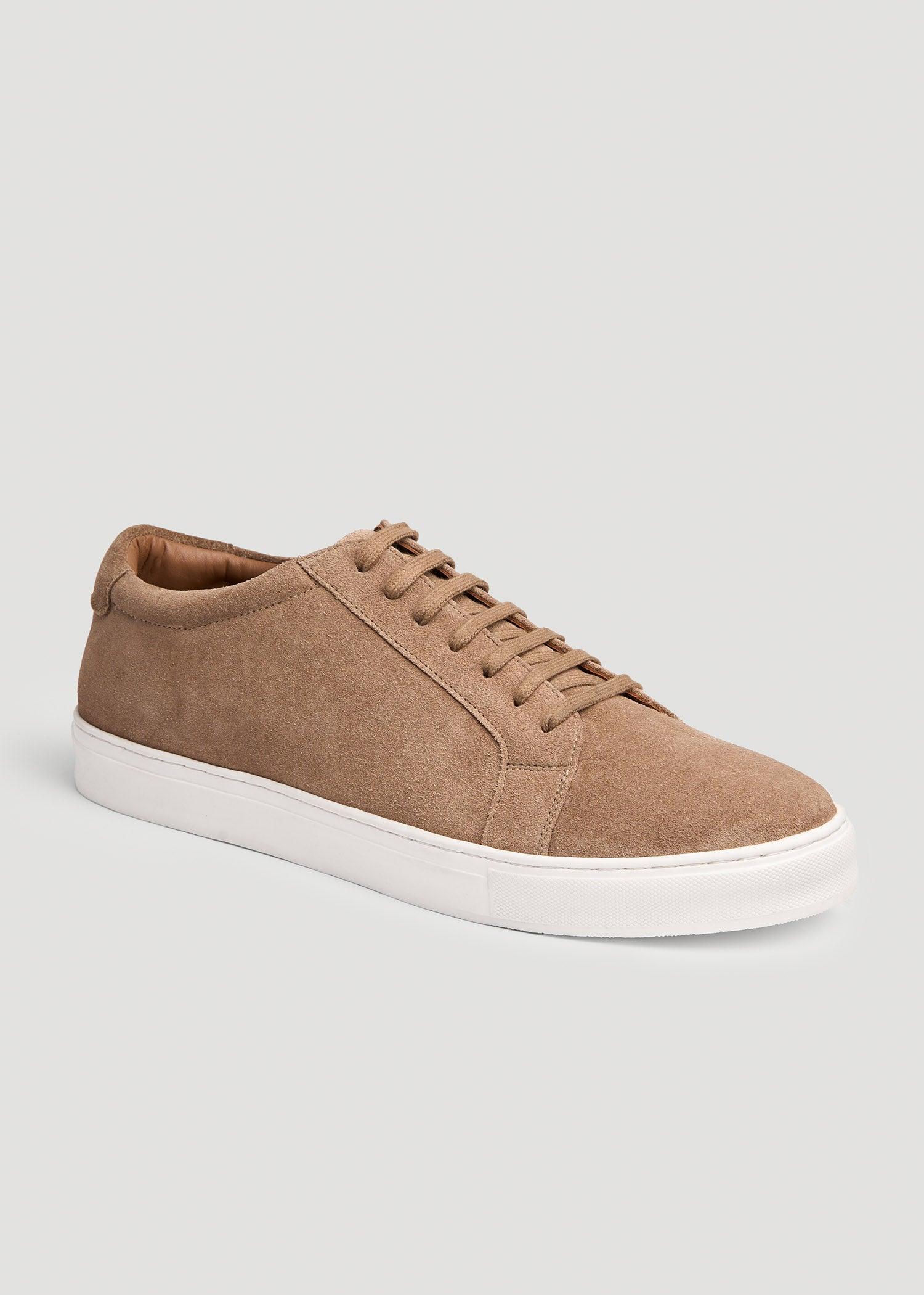 Cupsole Tennis Sneakers for Tall Men in Taupe Suede product image