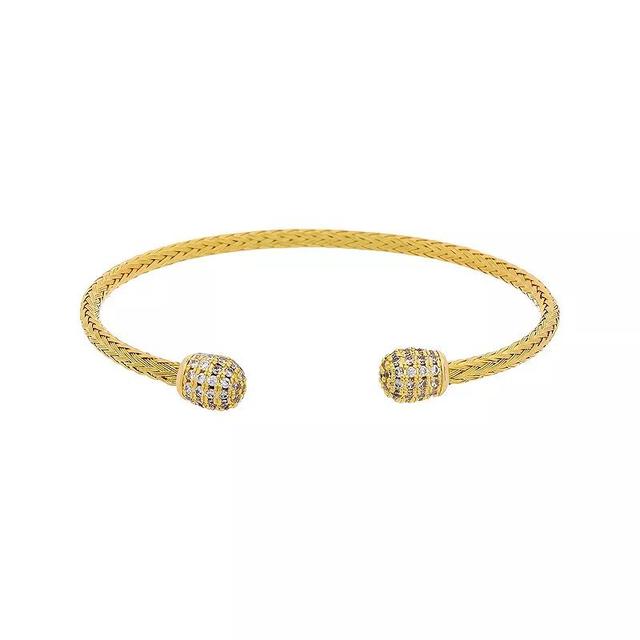 Juvell 18k Gold Plated Cubic Zirconia Woven Texture Bangle Bracelet, Womens, Two Tone Product Image