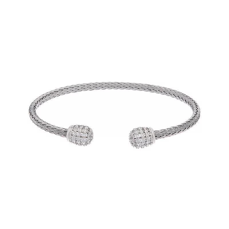 Juvell 18k White Gold Plated Cubic Zirconia Pave Ends Cuff Bracelet, Womens, Two Tone Product Image