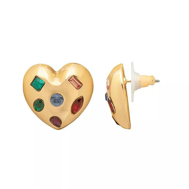 Emberly Gold Tone Heart Stud Gemstone Earrings, Womens, Multi Product Image