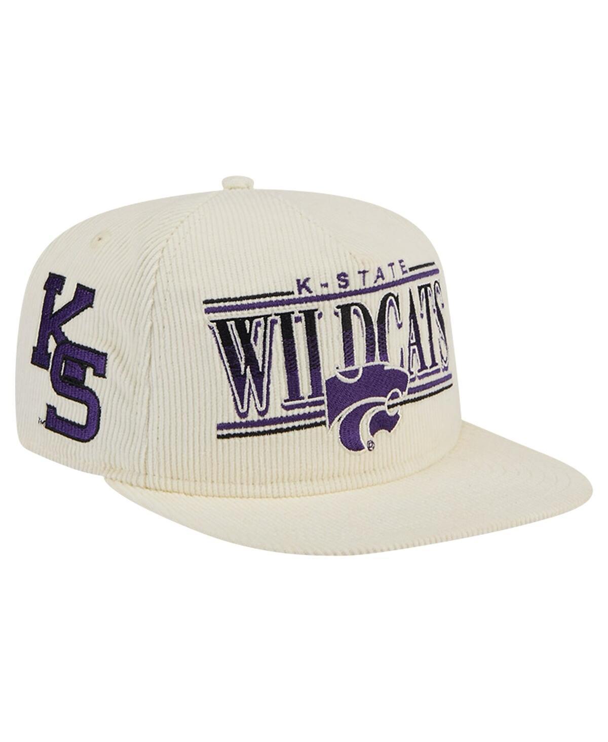 New Era Mens White Kansas State Wildcats Throwback Golfer Corduroy Snapback Hat Product Image