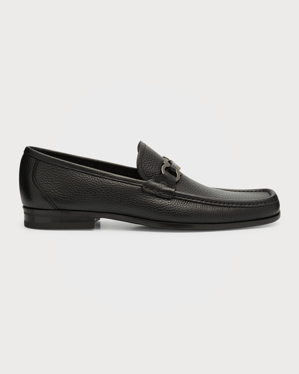 Ferragamo Mens Grandioso Double Gancini Bit Leather Slip On Loafers - D Product Image