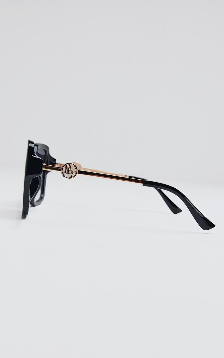 PRETTYLITTLETHING Black Branded Oversized Square Sunglasses Product Image