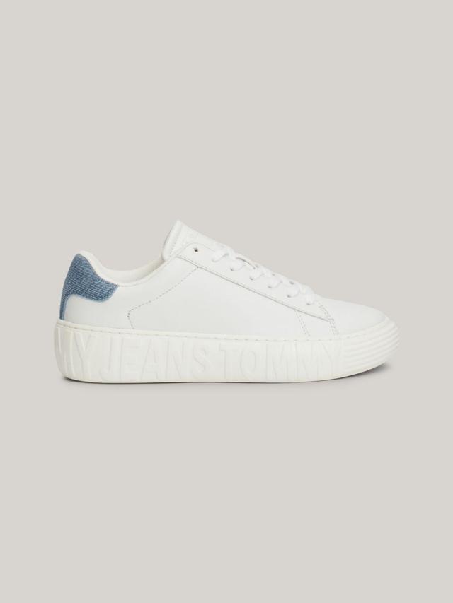 Tommy Hilfiger Women's TJ Block Sole Leather Cupsole Sneaker - White - US 9.5 / EU 41 Product Image