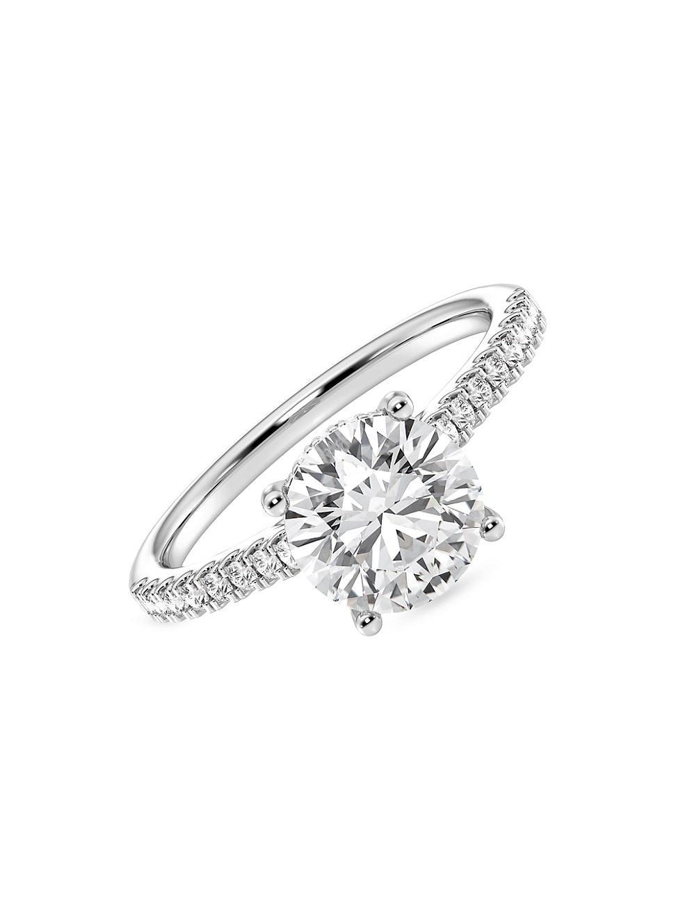 Womens 14K White Gold & 2.25 TCW Lab-Grown Diamond Engagement Ring Product Image