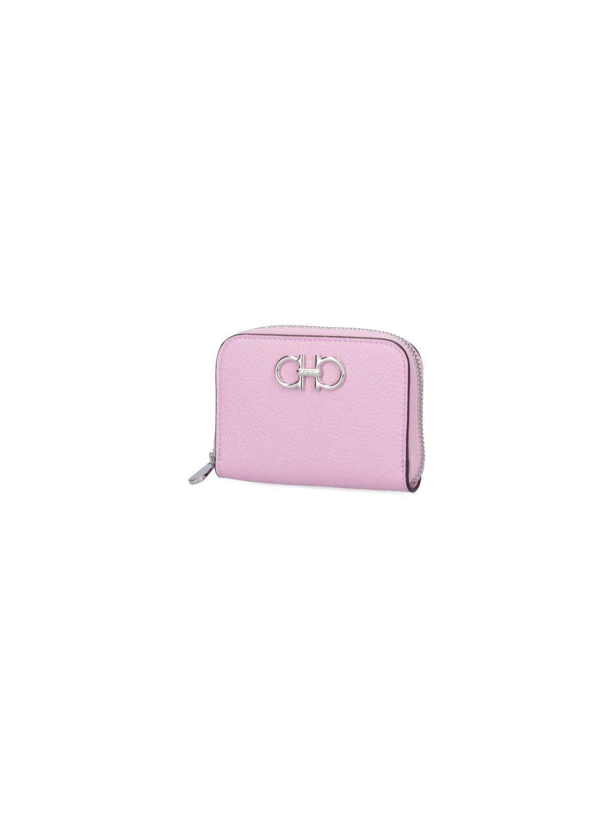 Gancino Zip Leather Wallet In Pink Product Image