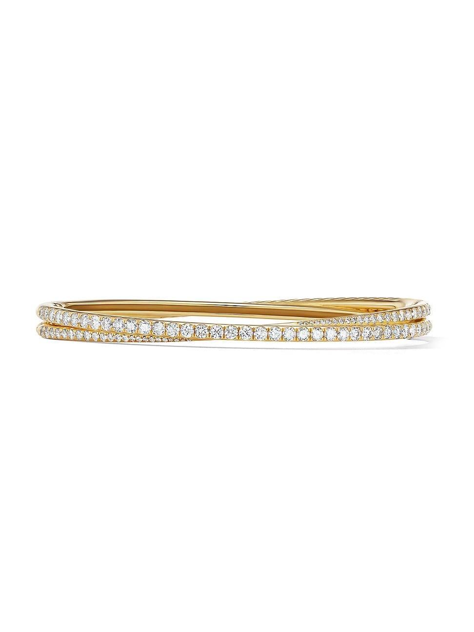 Womens Pav Crossover Two-Row Bracelet in 18K Yellow Gold With Diamonds Product Image