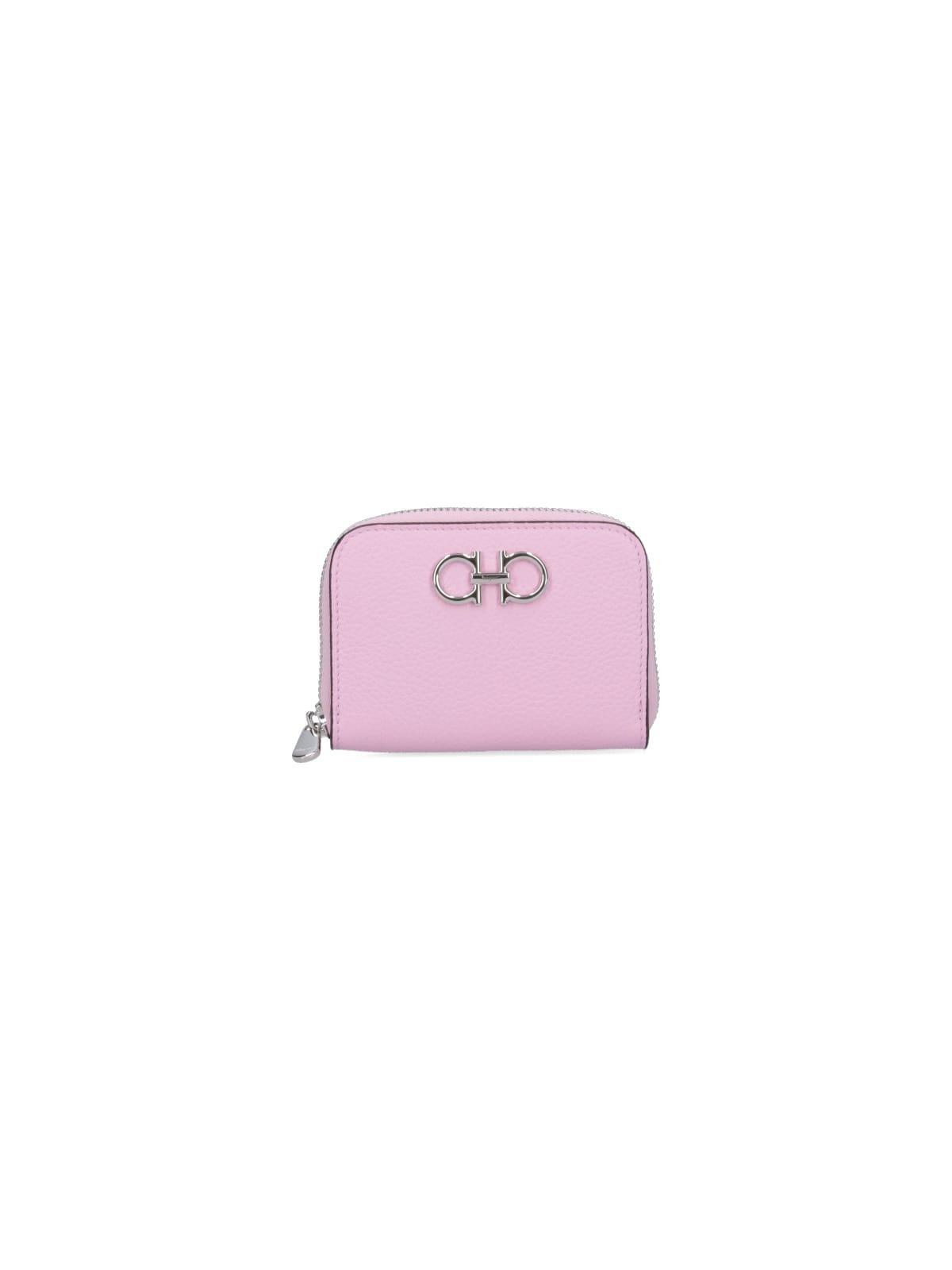 Gancino Zip Leather Wallet In Pink Product Image