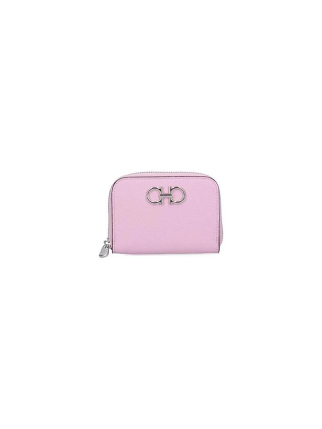 Gancino Zip Leather Wallet In Pink Product Image