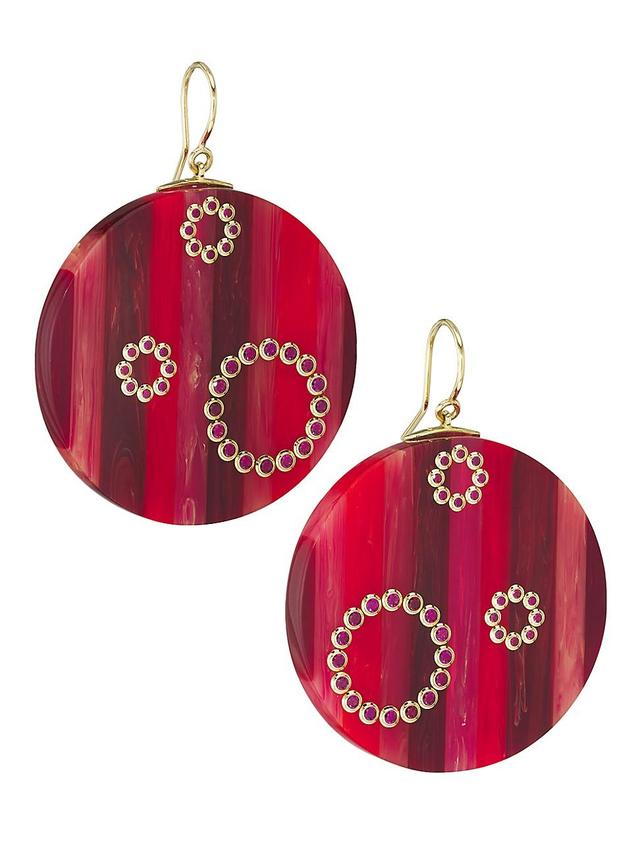 Womens 18K Yellow Gold, Vintage Bakelite and Ruby Drop Earrings Product Image