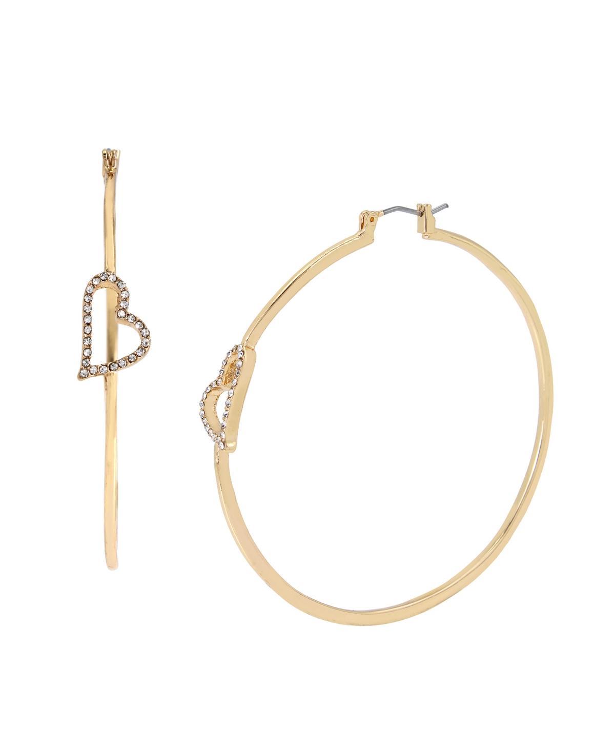 Steve Madden Womens Pave Large Hoop Earrings Product Image