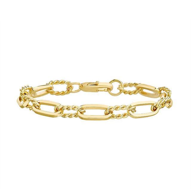 Paige Harper 14k Gold Plated Textured & Polished Paper Clip Link Bracelet, Womens Gold Tone Product Image