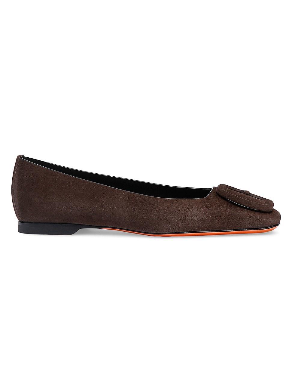 Womens Buckled Suede Ballet Flats product image