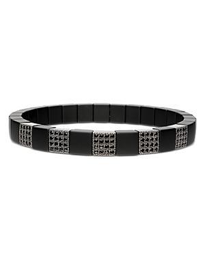 Roberto Demeglio 18K White Gold Scacco Black Diamond Pave Panel Stretch Bracelet Product Image