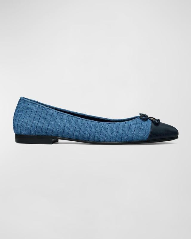 Quilted Denim Cap-Toe Ballerina Flats Product Image