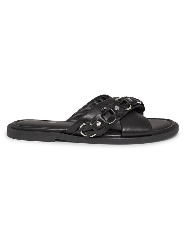 Womens Geo Chain Leather Slide Sandals Product Image