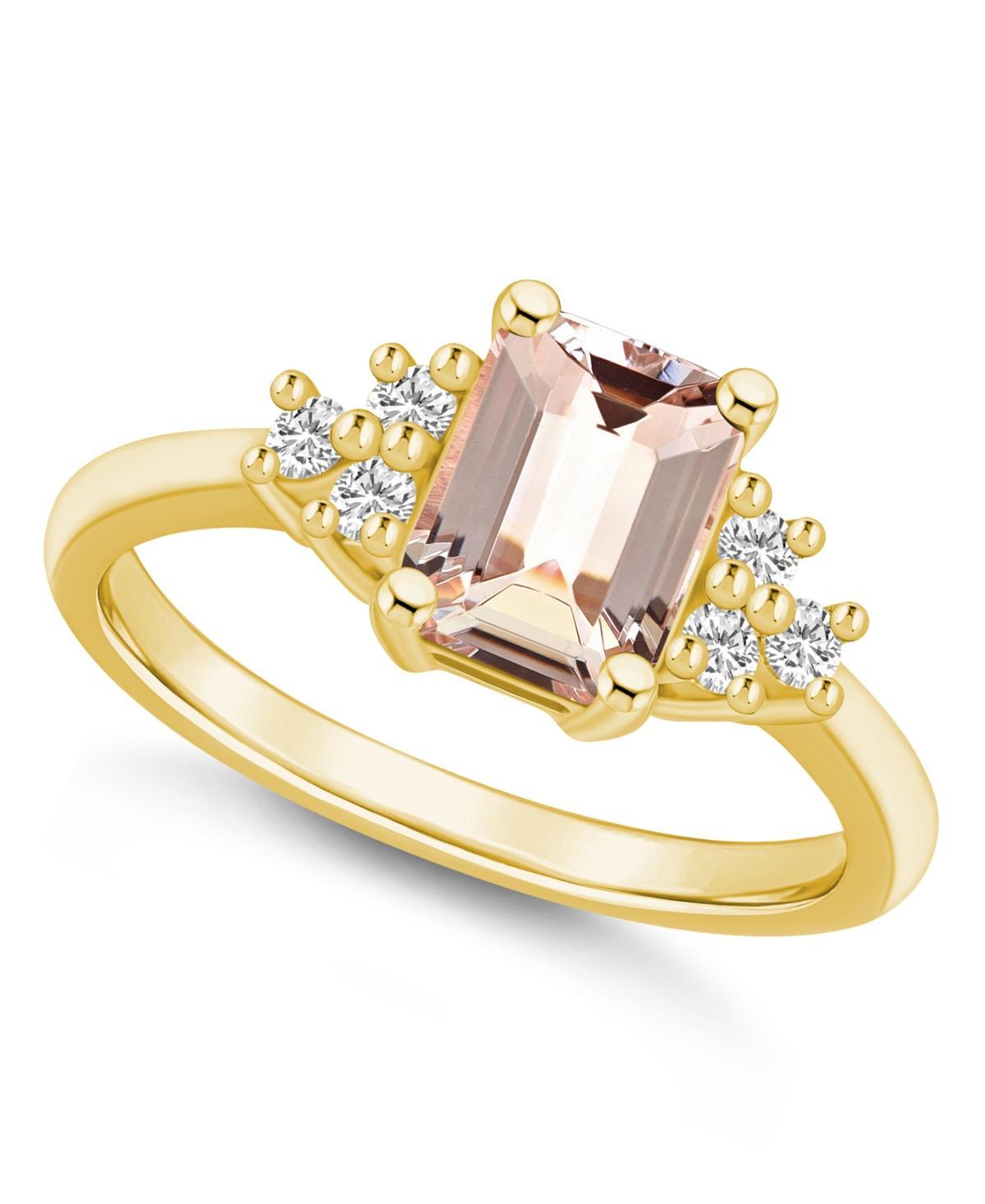 Alyson Layne 14k Rose Gold Emerald-Cut Morganite & 1/5 Carat T.W. Diamond Ring, Womens Product Image