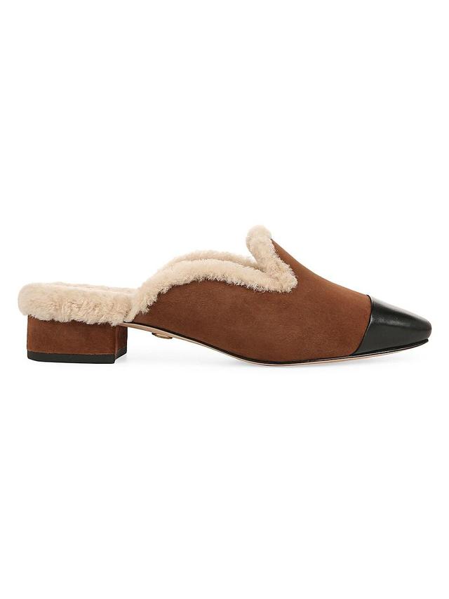 Womens Cecile Shearling -Trimmed Suede Mules Product Image