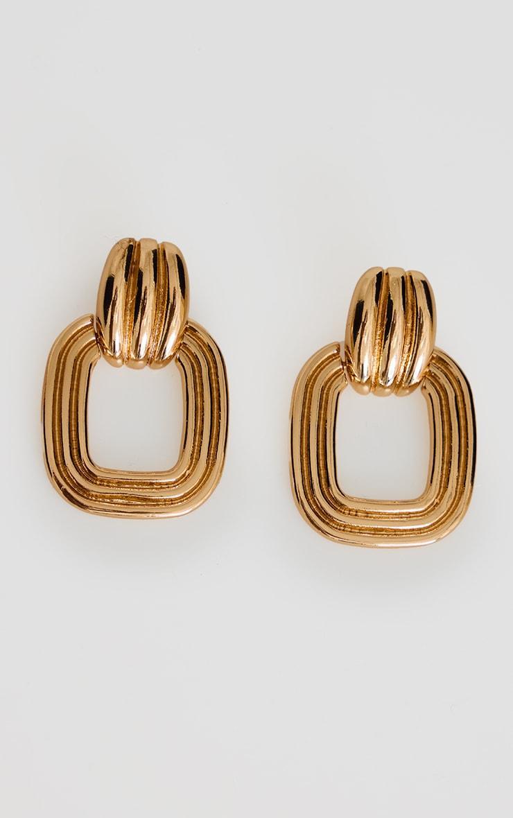 Gold Ribbed Hoop Door Knocker Earrings Product Image