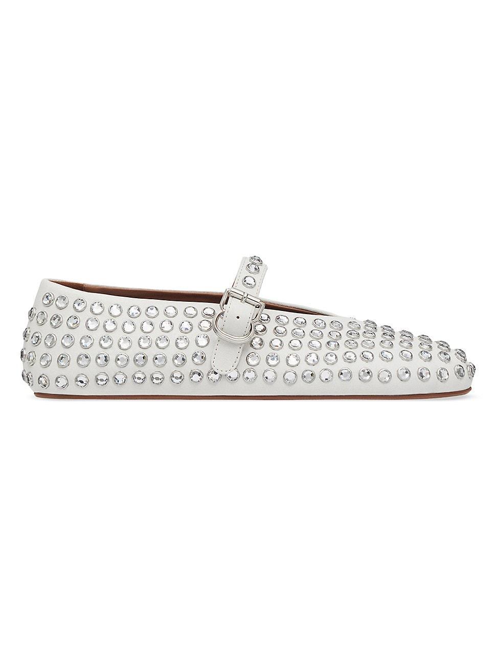 Womens Embellished Leather Mary Jane Flats Product Image