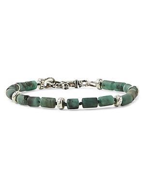 John Varvatos Mens Sterling Silver Emerald Bead & Rondelle Bracelet Product Image