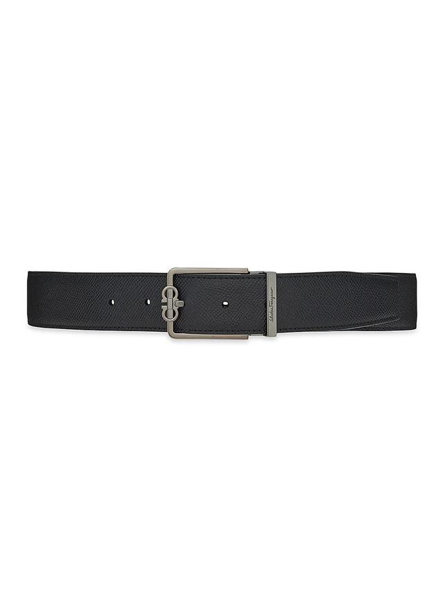 Mens Double Adjustable Gancini Buckle Cut-to-Size Leather Belt Product Image