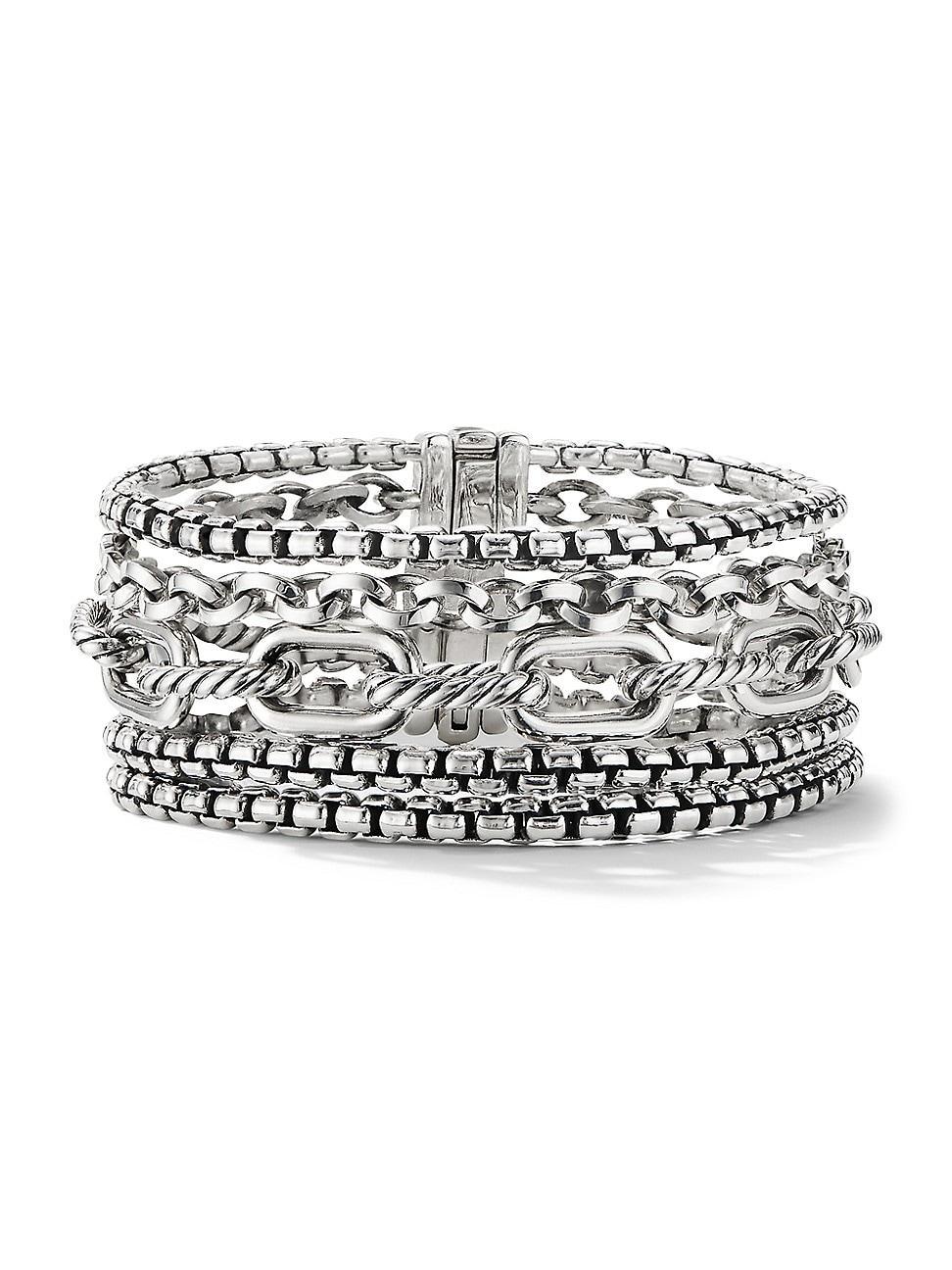 Womens Multi-Row Chain Bracelet In Sterling Silver Product Image