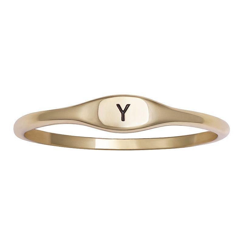 PRIMROSE Polished Oval Oxidized Initial Ring, Womens Gold Tone U Product Image