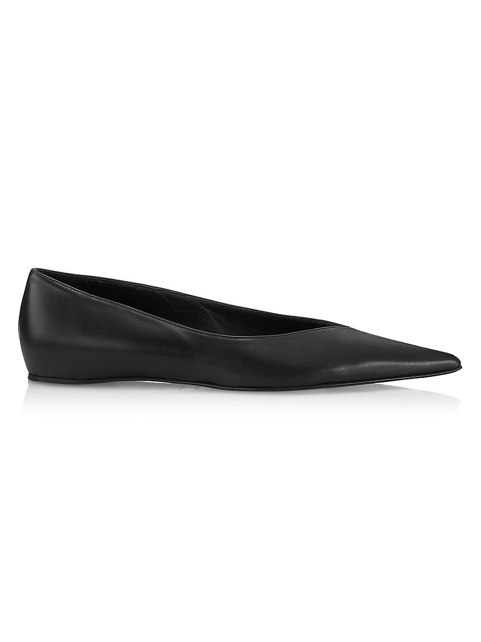 Womens Asymmetric Leather Ballerina Flats product image