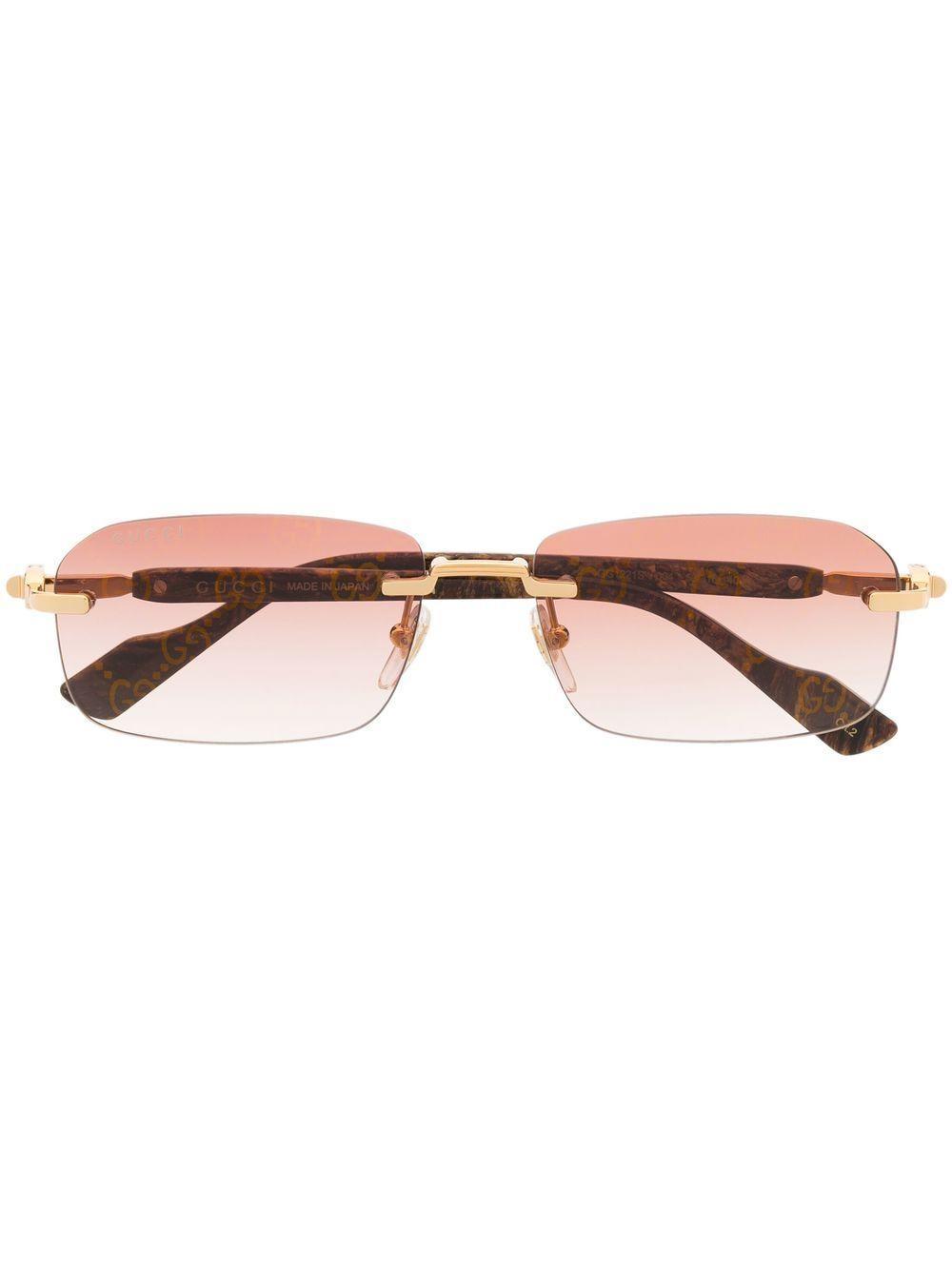 marbled rectangle-frame sunglasses Product Image