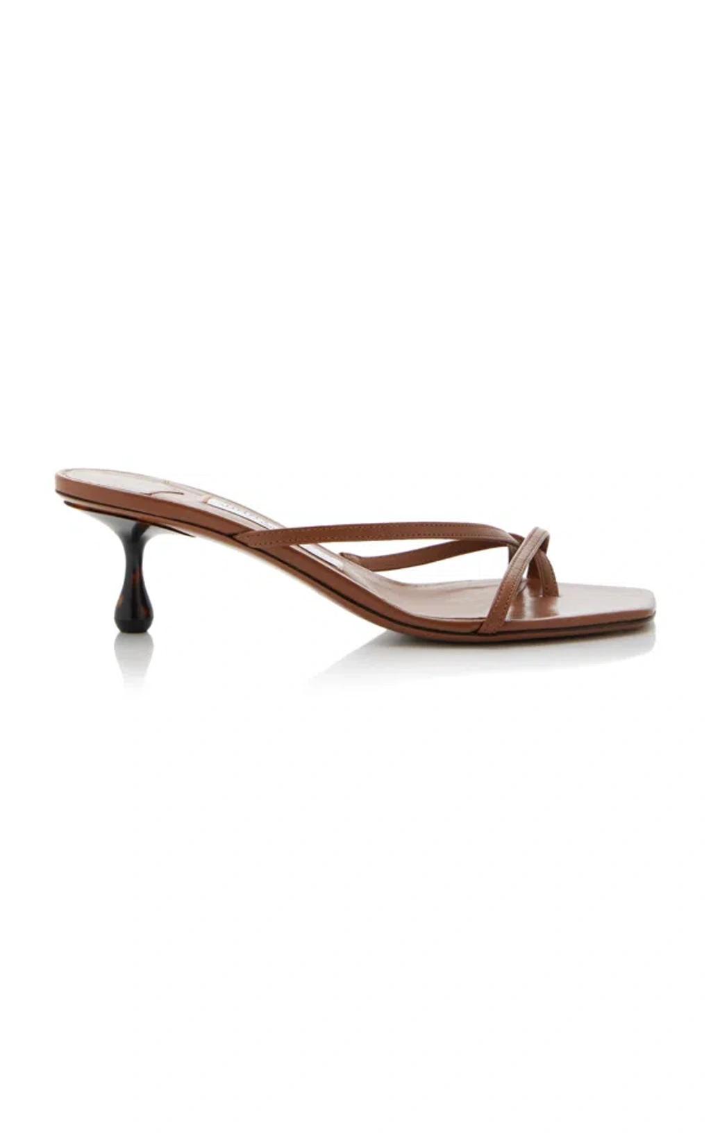 JIMMY CHOO Etana Leather Sandals In Tan Tortoise Product Image