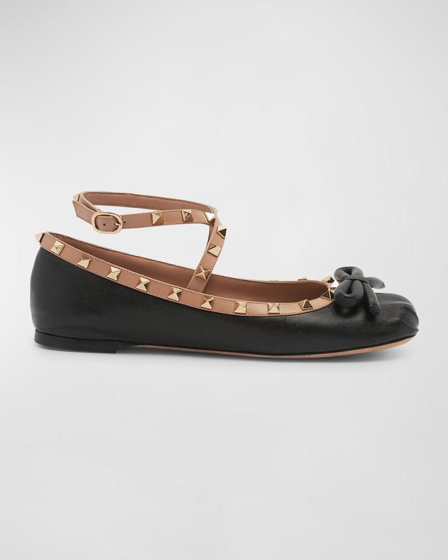 Womens Rockstud Ballerina Flats In Nappa Leather Product Image